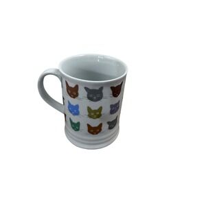 Fringe Studio Cat‎ Face Mug 12oz White Multi Color Ceramic Coffee Cup Home